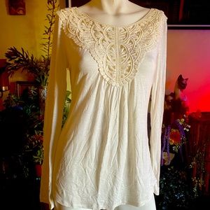 Ladies beige embroidered boho long sleeved blouse desert days beachy freebird
